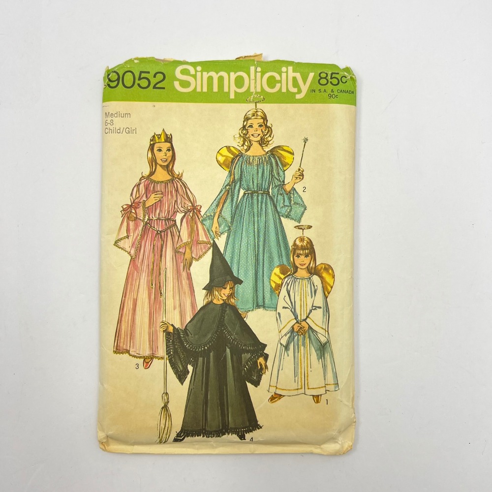 Simplicity 9052 Angel Princess Witch Fairy Costume Pattern Child Size M 6-8 Vtg